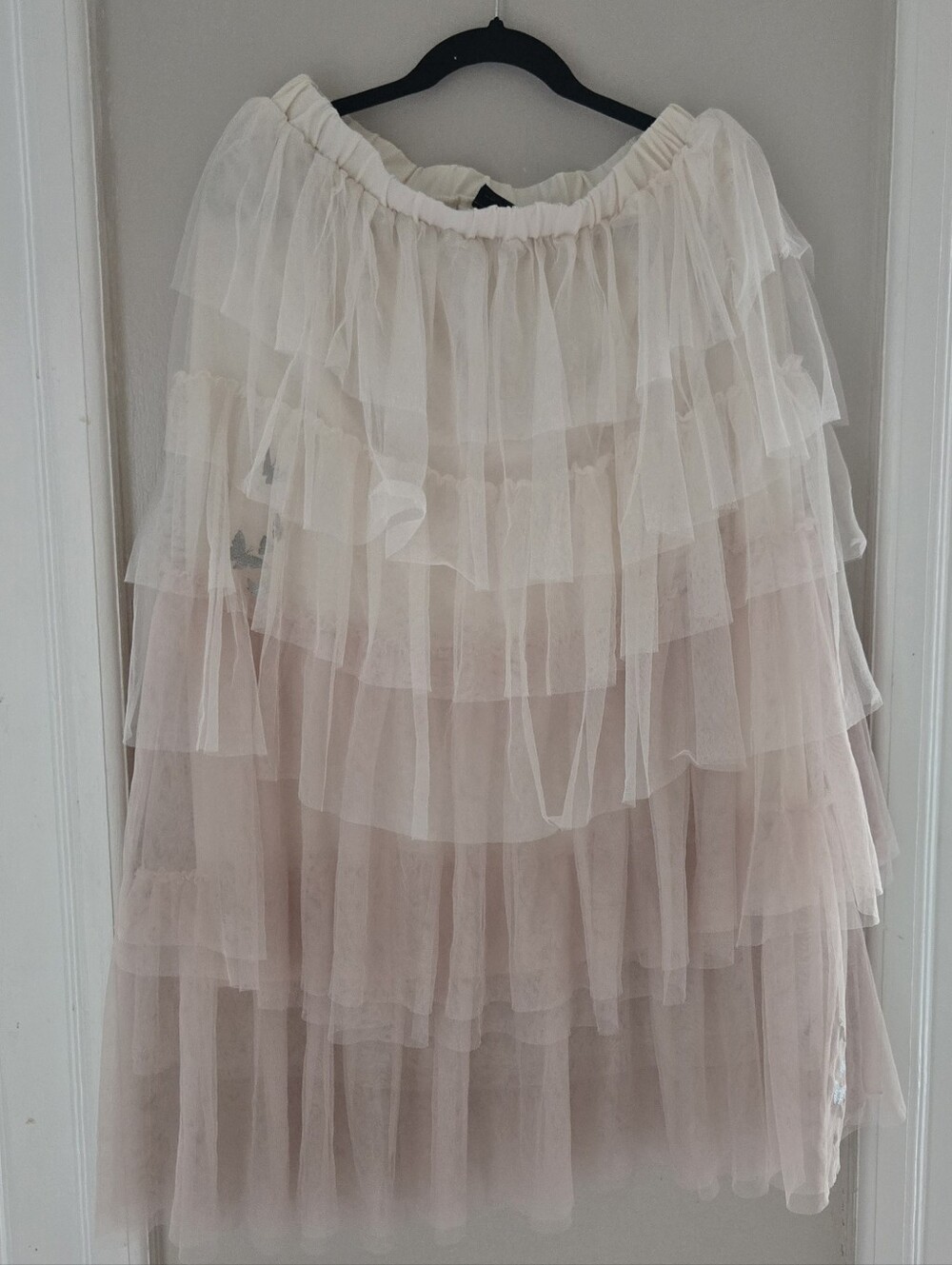 Wicked Butterfly Tiered Tulle Maxi Skirt in Blush